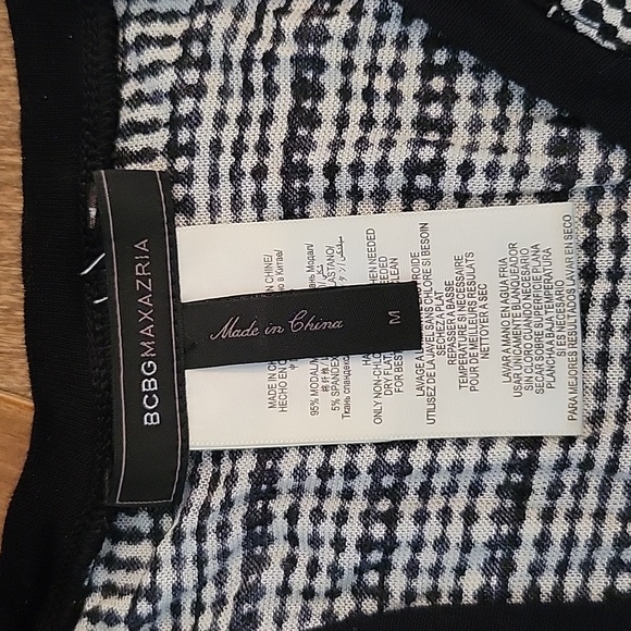 BCBGMaxAzria Long Sleeve Black and White Geometic Print Bodycon Dress Medium - Picture 6 of 8